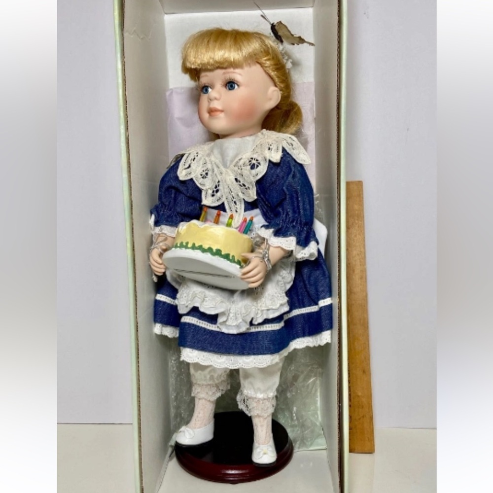 Porcelain Collectible Doll "Butterfly Kisses" Collectible Packaging NIB